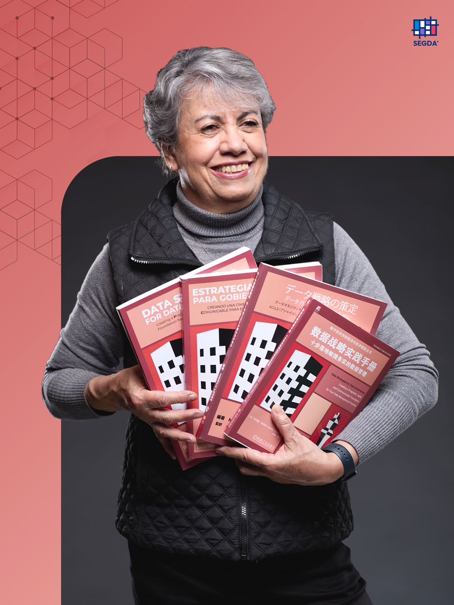 Marilú López con las ediciones internacionales del libro Método PAC